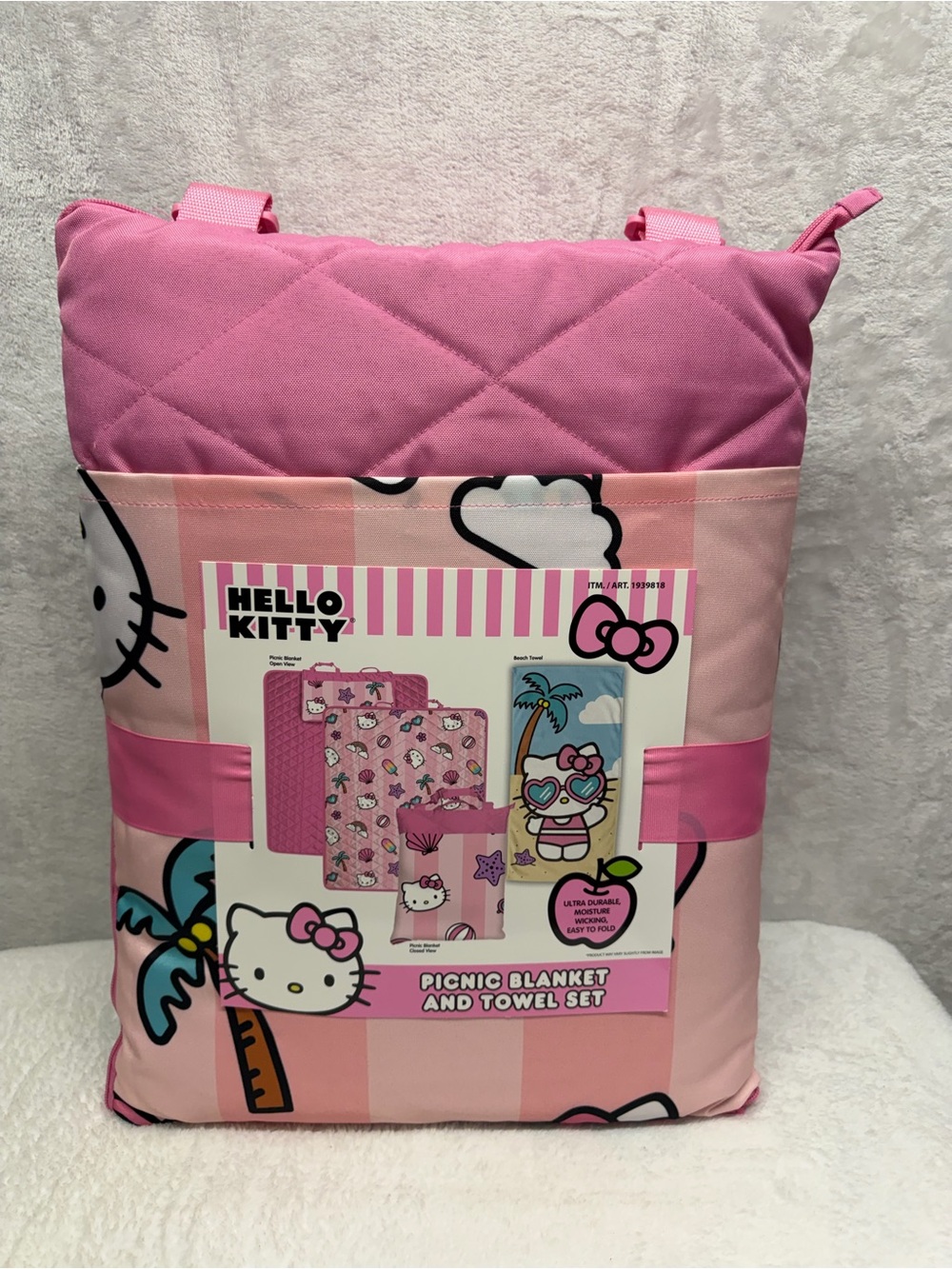 Hello Kitty Picnic Blanket & Beach Towel Set Pink Sanrio